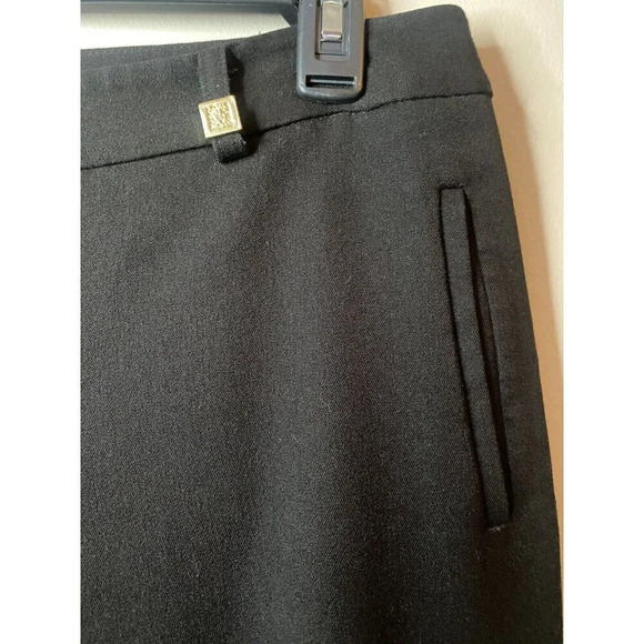 Anne Klein Womens Straight Leg Black Dress Pants Sz 8 Gold Lion Buttons Trousers - Picture 8 of 16